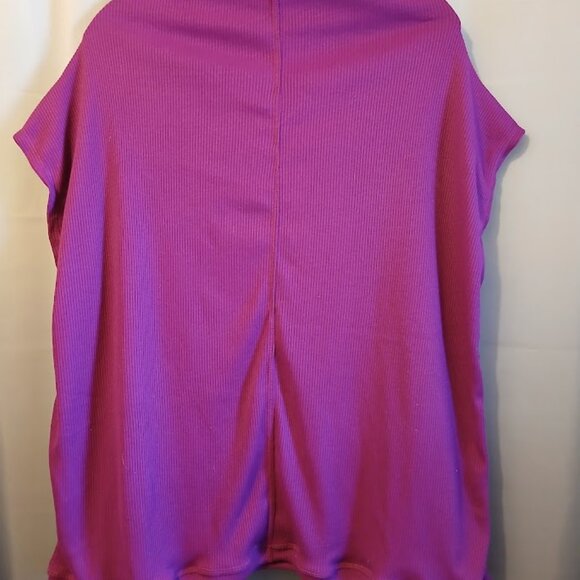 Nwt Cowl Lightweight Sweater Top women Plus 1X Raspberry Magenta sleeveless Tuni - Picture 7 of 8